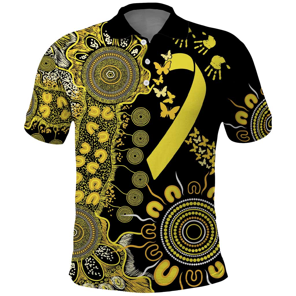 Sarcoma Awareness Personalised Polo Shirt Aboriginal Ribbon Dot Painting