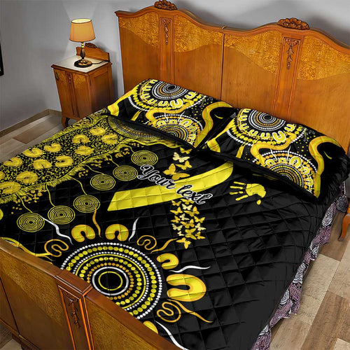 Sarcoma Awareness Personalised Quilt Bed Set Aboriginal Ribbon Dot Painting