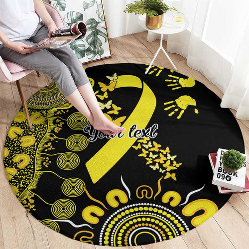 Sarcoma Awareness Personalised Round Carpet Aboriginal Ribbon Dot Painting