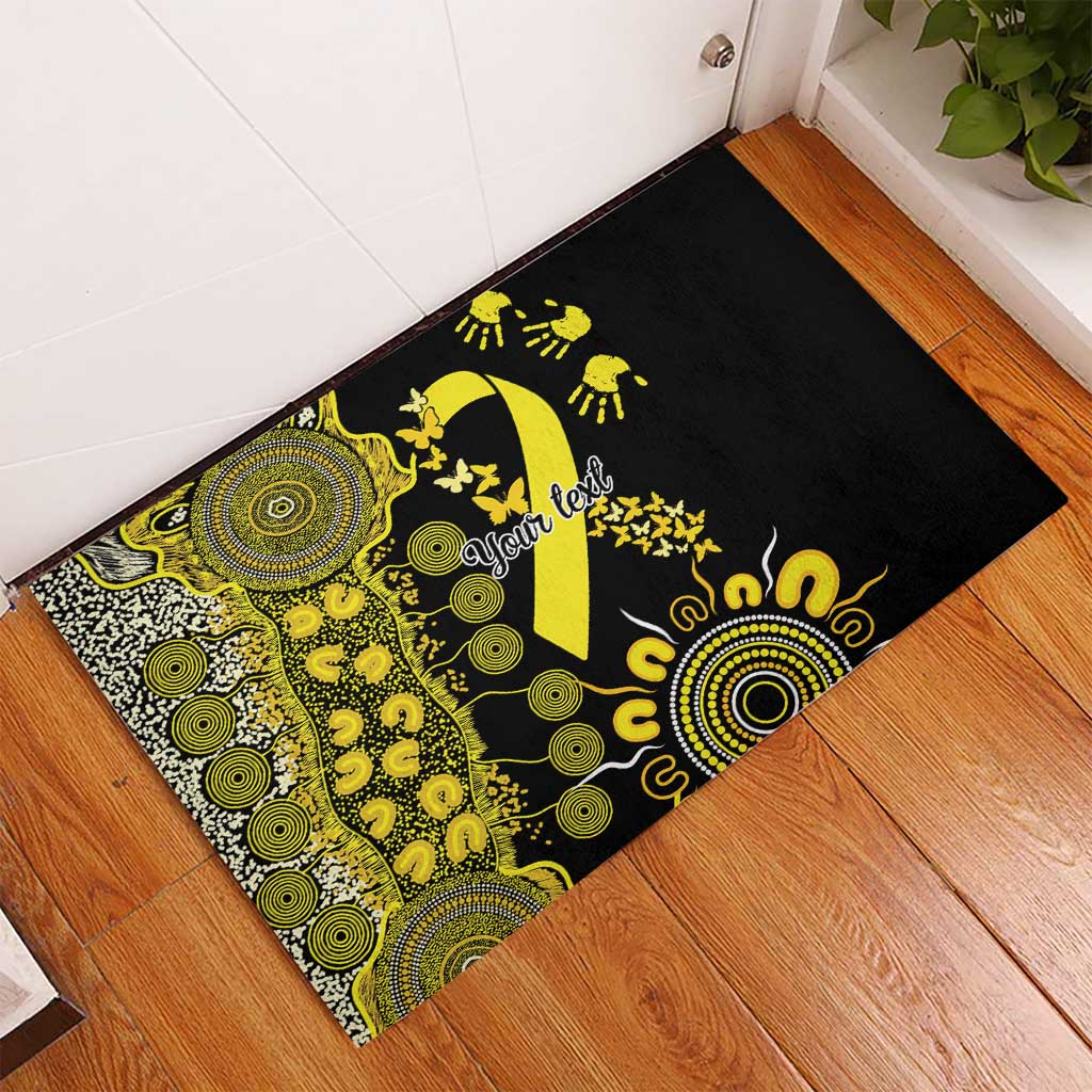 Sarcoma Awareness Personalised Rubber Doormat Aboriginal Ribbon Dot Painting