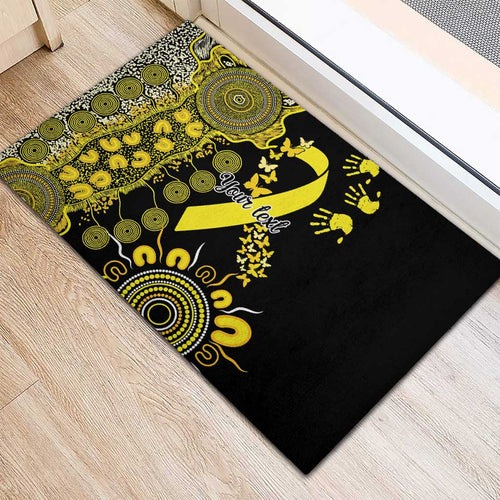 Sarcoma Awareness Personalised Rubber Doormat Aboriginal Ribbon Dot Painting