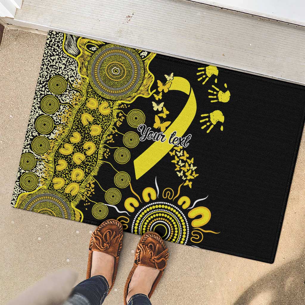 Sarcoma Awareness Personalised Rubber Doormat Aboriginal Ribbon Dot Painting