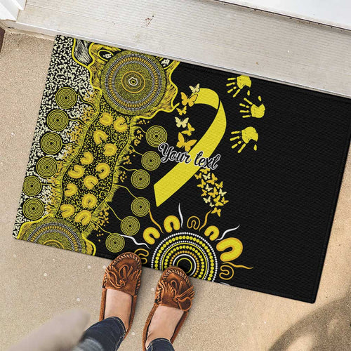 Sarcoma Awareness Personalised Rubber Doormat Aboriginal Ribbon Dot Painting