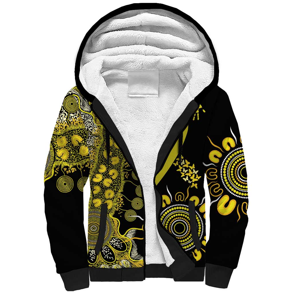 Sarcoma Awareness Personalised Sherpa Hoodie Aboriginal Ribbon Dot Painting