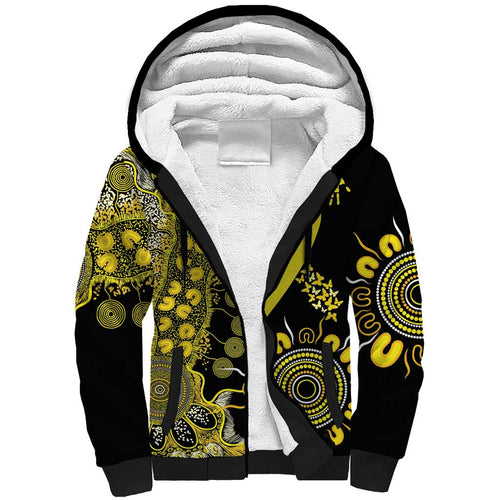 Sarcoma Awareness Personalised Sherpa Hoodie Aboriginal Ribbon Dot Painting
