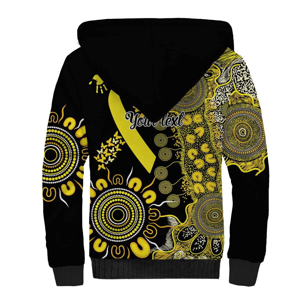 Sarcoma Awareness Personalised Sherpa Hoodie Aboriginal Ribbon Dot Painting