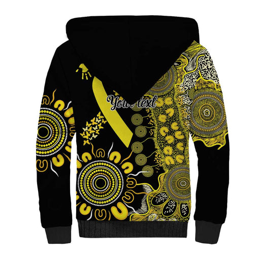 Sarcoma Awareness Personalised Sherpa Hoodie Aboriginal Ribbon Dot Painting