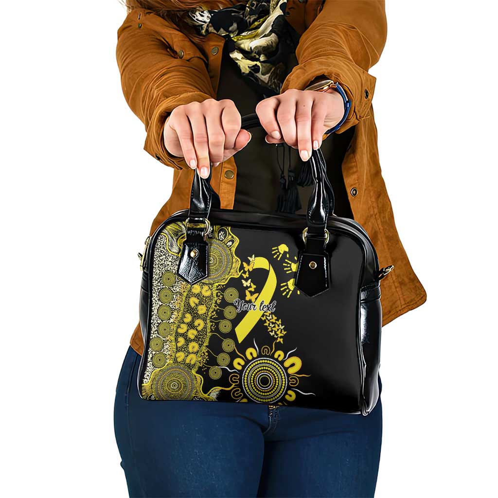 Sarcoma Awareness Personalised Shoulder Handbag Aboriginal Ribbon Dot Painting