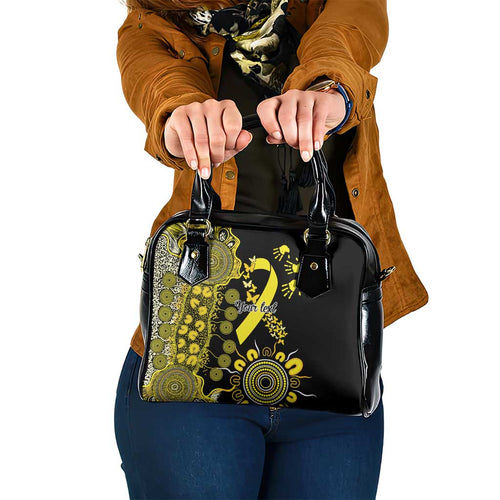 Sarcoma Awareness Personalised Shoulder Handbag Aboriginal Ribbon Dot Painting