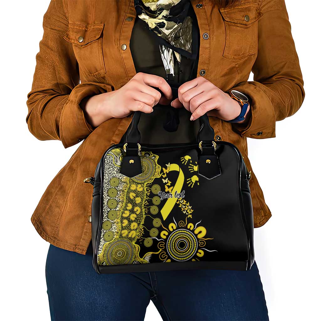 Sarcoma Awareness Personalised Shoulder Handbag Aboriginal Ribbon Dot Painting