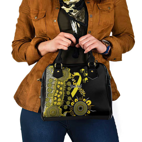 Sarcoma Awareness Personalised Shoulder Handbag Aboriginal Ribbon Dot Painting