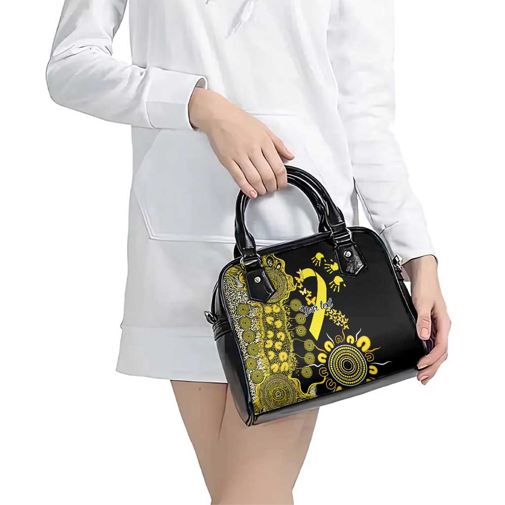 Sarcoma Awareness Personalised Shoulder Handbag Aboriginal Ribbon Dot Painting