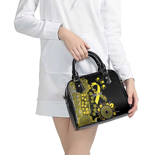 Sarcoma Awareness Personalised Shoulder Handbag Aboriginal Ribbon Dot Painting