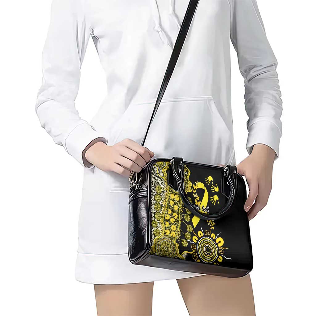 Sarcoma Awareness Personalised Shoulder Handbag Aboriginal Ribbon Dot Painting