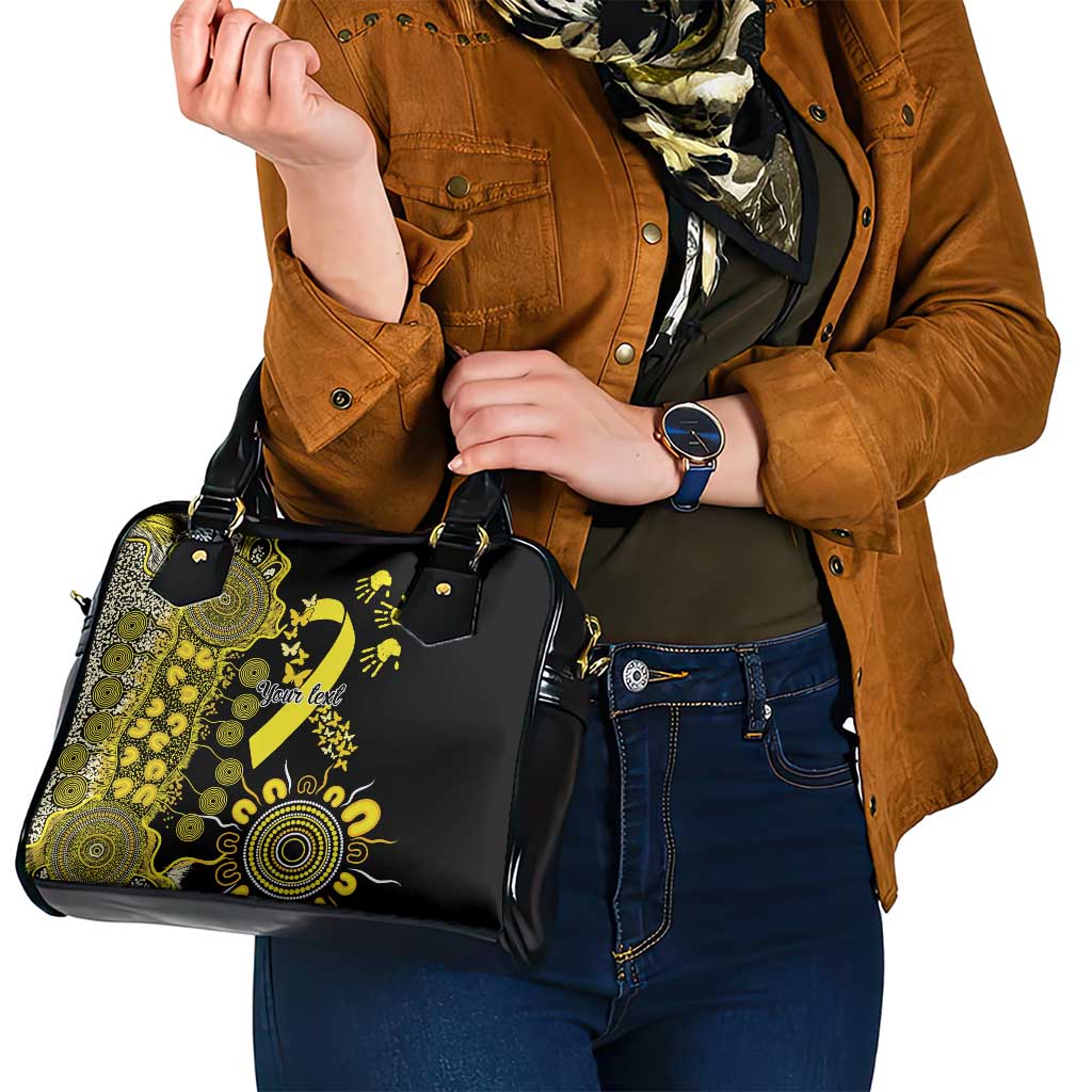 Sarcoma Awareness Personalised Shoulder Handbag Aboriginal Ribbon Dot Painting