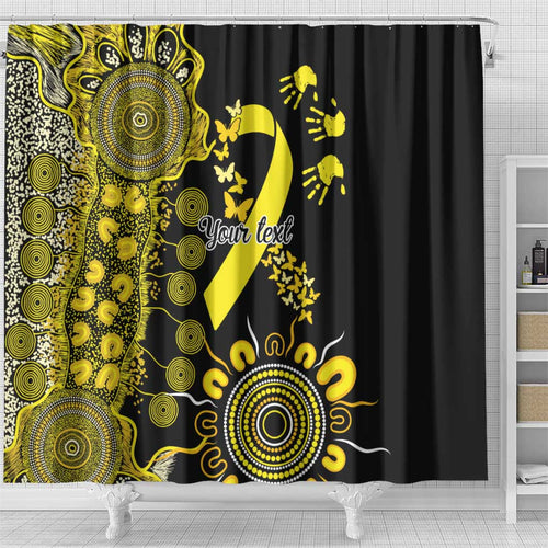 Sarcoma Awareness Personalised Shower Curtain Aboriginal Ribbon Dot Painting