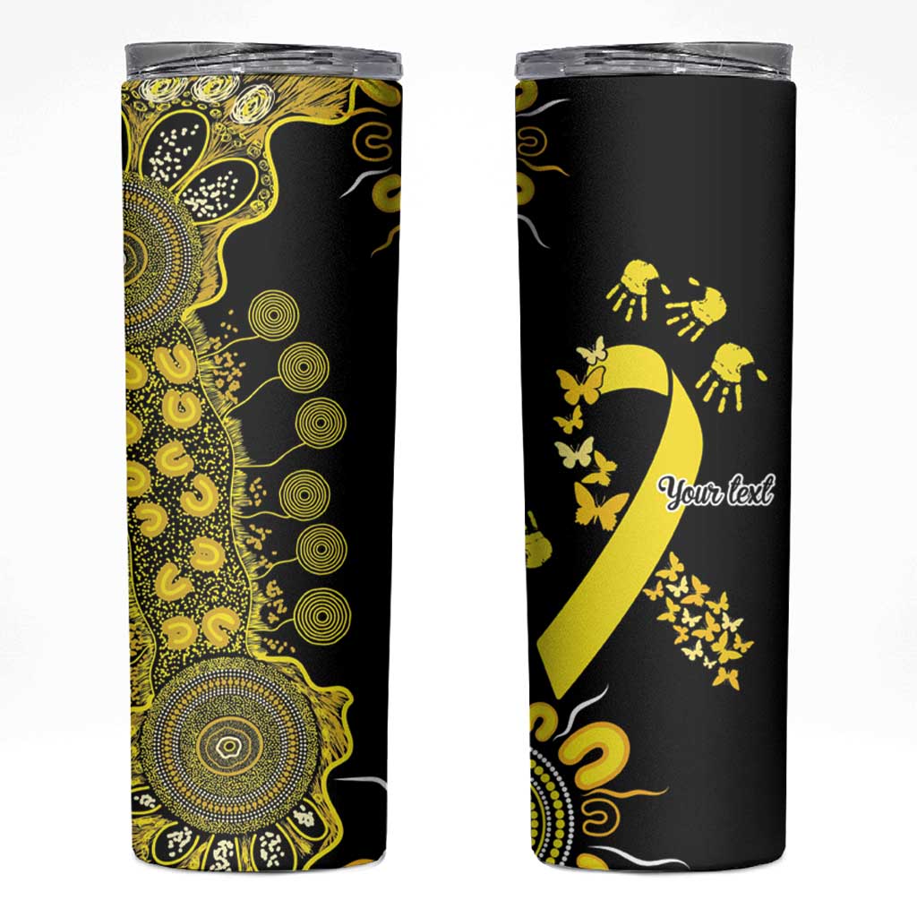 Sarcoma Awareness Personalised Skinny Tumbler Aboriginal Ribbon Dot Painting