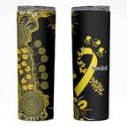 Sarcoma Awareness Personalised Skinny Tumbler Aboriginal Ribbon Dot Painting