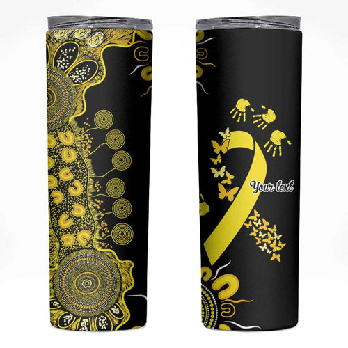 Sarcoma Awareness Personalised Skinny Tumbler Aboriginal Ribbon Dot Painting