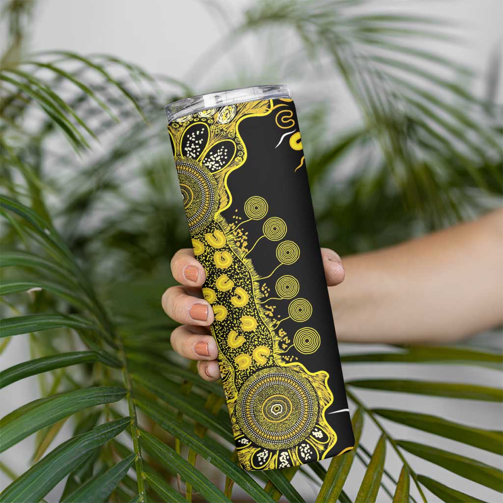 Sarcoma Awareness Personalised Skinny Tumbler Aboriginal Ribbon Dot Painting