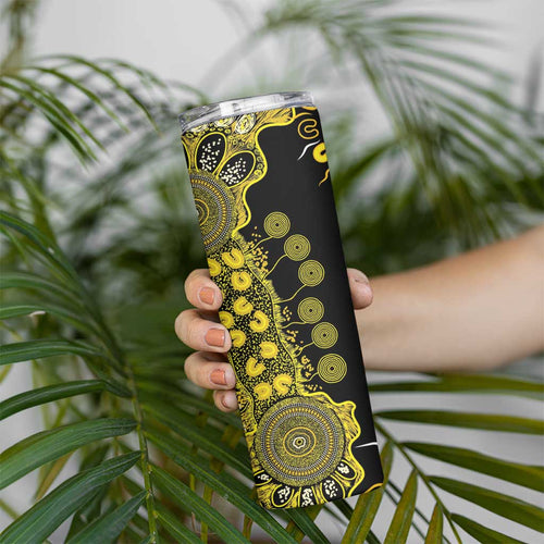 Sarcoma Awareness Personalised Skinny Tumbler Aboriginal Ribbon Dot Painting