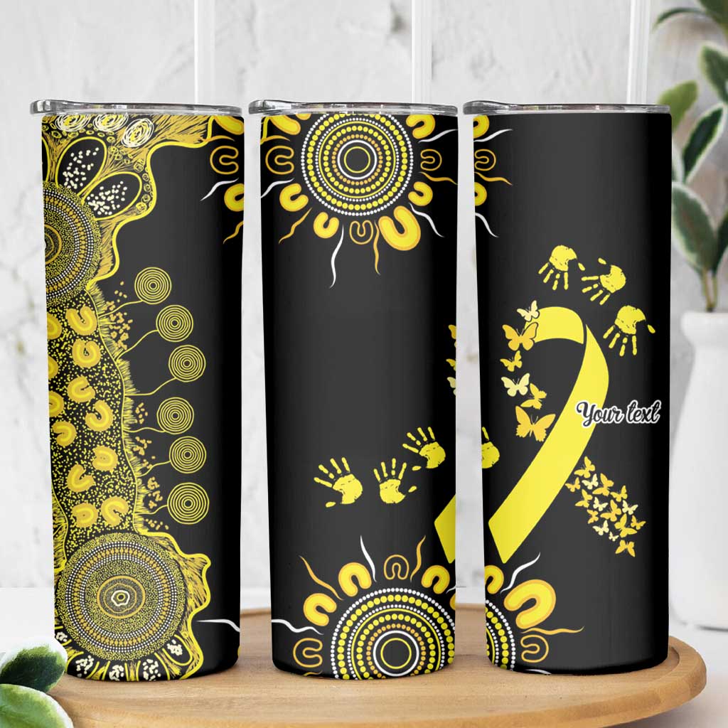 Sarcoma Awareness Personalised Skinny Tumbler Aboriginal Ribbon Dot Painting