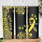 Sarcoma Awareness Personalised Skinny Tumbler Aboriginal Ribbon Dot Painting