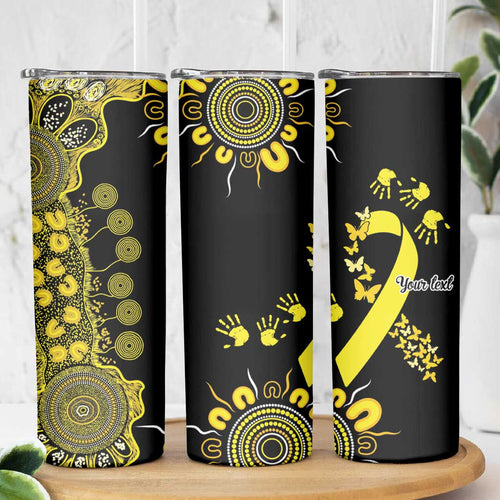 Sarcoma Awareness Personalised Skinny Tumbler Aboriginal Ribbon Dot Painting