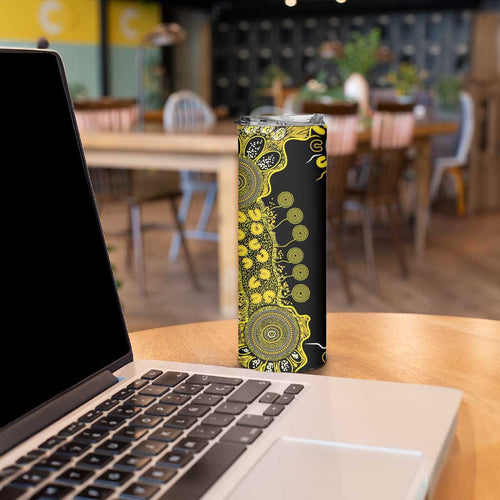 Sarcoma Awareness Personalised Skinny Tumbler Aboriginal Ribbon Dot Painting
