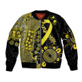Sarcoma Awareness Personalised Sleeve Zip Bomber Jacket Aboriginal Ribbon Dot Painting