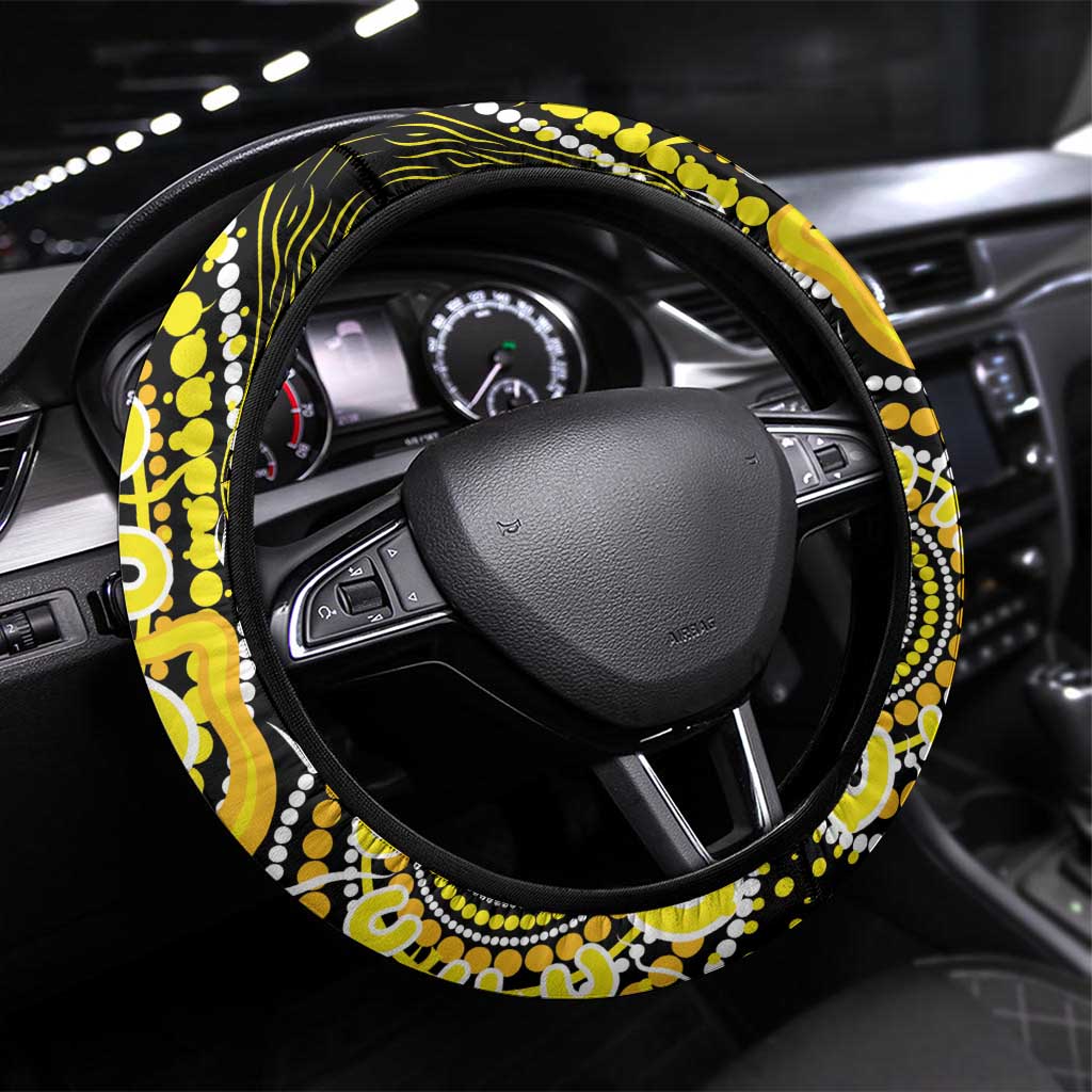 Sarcoma Awareness Steering Wheel Cover Aboriginal Ribbon Dot Painting