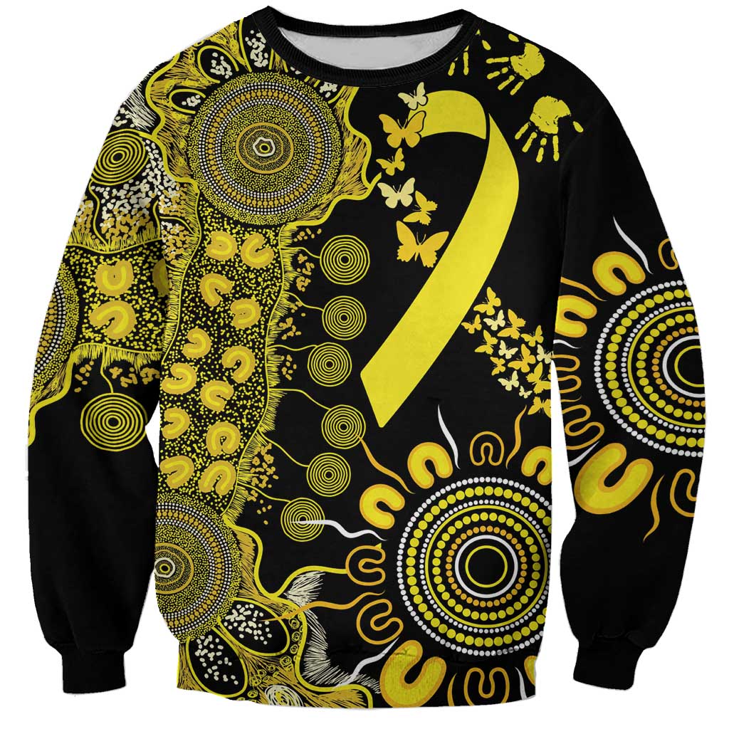 Sarcoma Awareness Personalised Sweatshirt Aboriginal Ribbon Dot Painting
