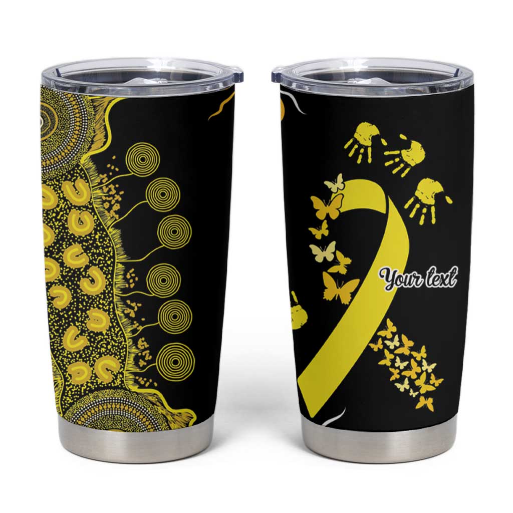 Sarcoma Awareness Personalised Tumbler Cup Aboriginal Ribbon Dot Painting