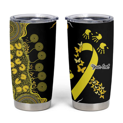 Sarcoma Awareness Personalised Tumbler Cup Aboriginal Ribbon Dot Painting