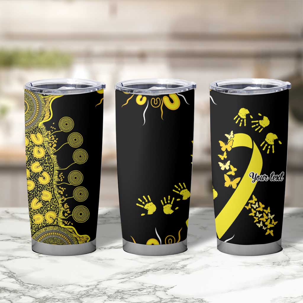 Sarcoma Awareness Personalised Tumbler Cup Aboriginal Ribbon Dot Painting