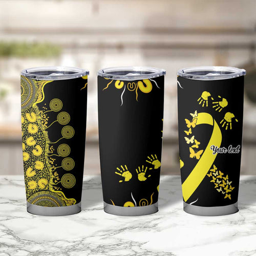 Sarcoma Awareness Personalised Tumbler Cup Aboriginal Ribbon Dot Painting
