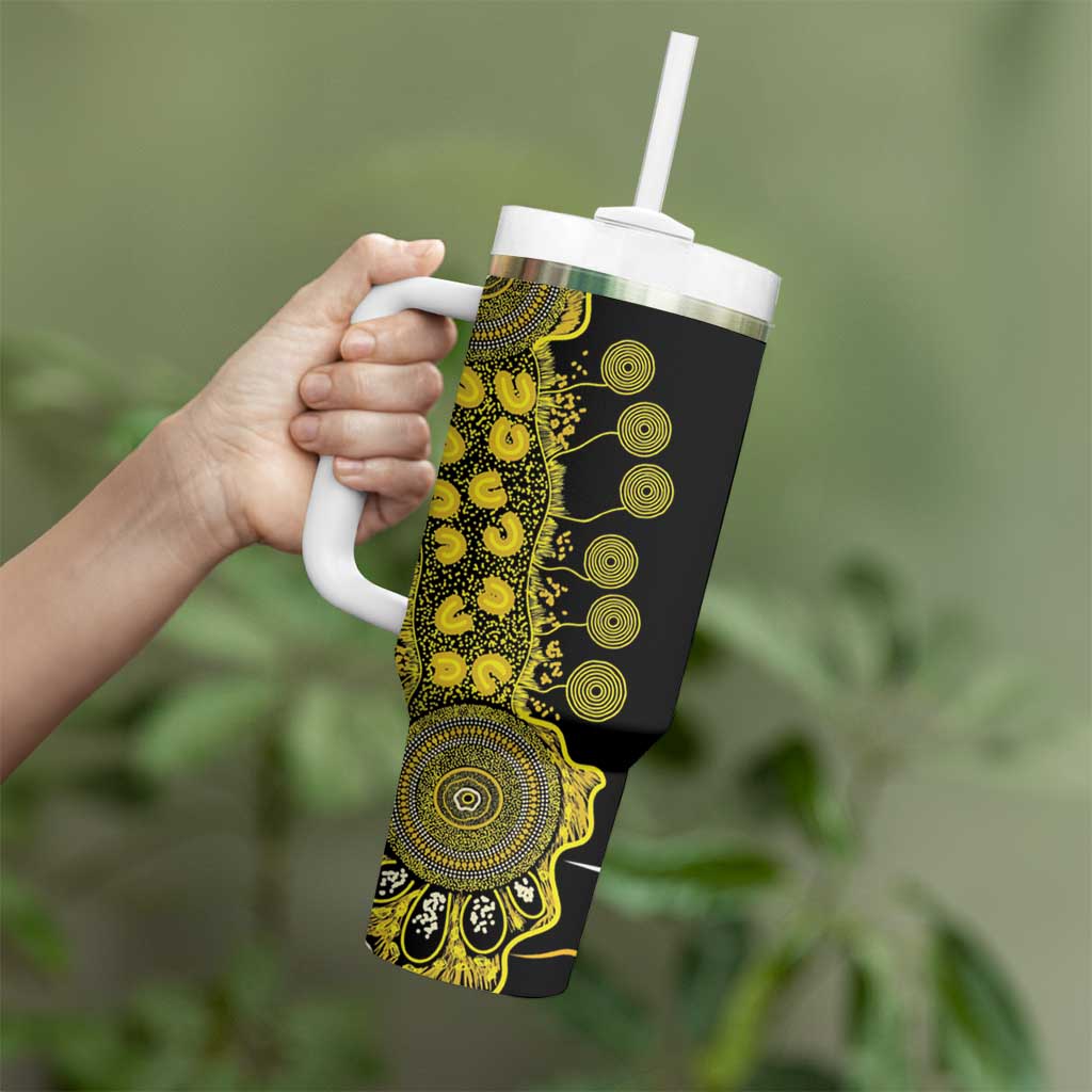 Sarcoma Awareness Personalised Tumbler With Handle Aboriginal Ribbon Dot Painting