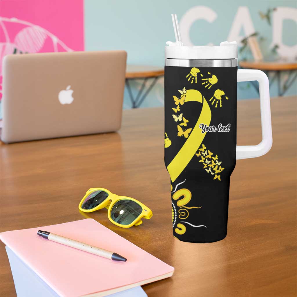 Sarcoma Awareness Personalised Tumbler With Handle Aboriginal Ribbon Dot Painting