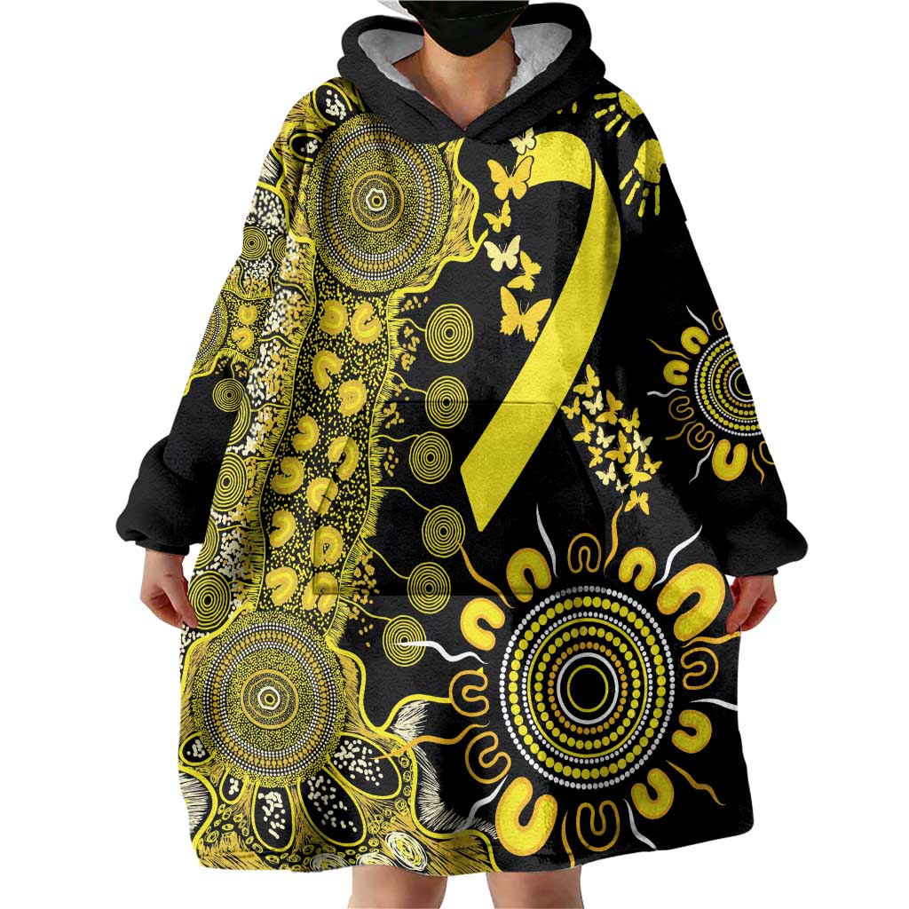 Sarcoma Awareness Personalised Wearable Blanket Hoodie Aboriginal Ribbon Dot Painting