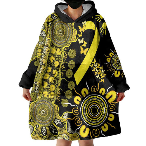 Sarcoma Awareness Personalised Wearable Blanket Hoodie Aboriginal Ribbon Dot Painting