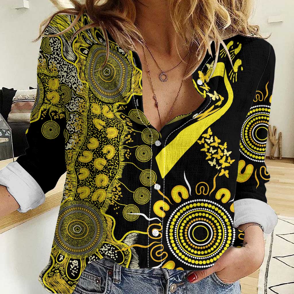 Sarcoma Awareness Personalised Women Casual Shirt Aboriginal Ribbon Dot Painting