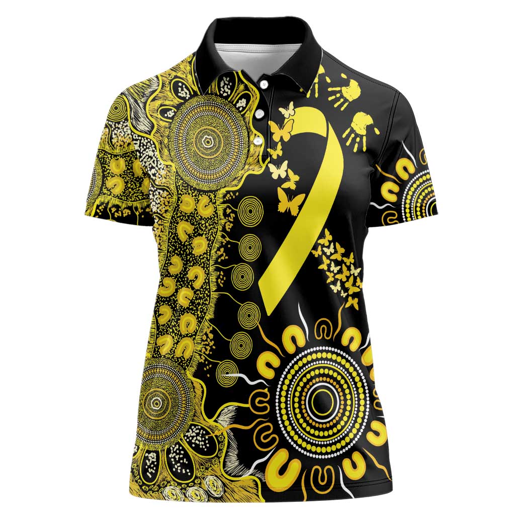 Sarcoma Awareness Personalised Women Polo Shirt Aboriginal Ribbon Dot Painting
