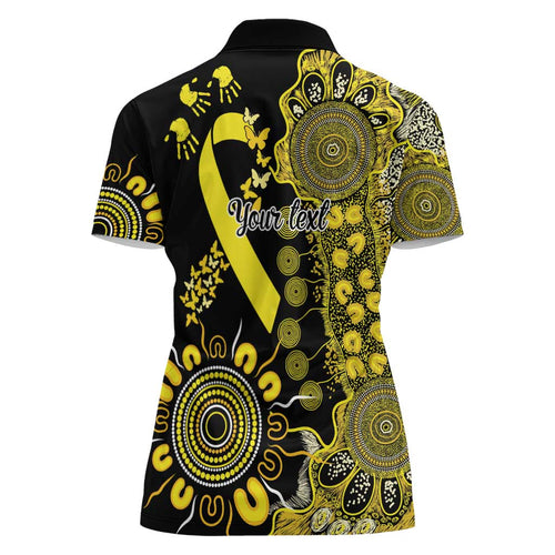 Sarcoma Awareness Personalised Women Polo Shirt Aboriginal Ribbon Dot Painting
