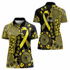 Sarcoma Awareness Personalised Women Polo Shirt Aboriginal Ribbon Dot Painting