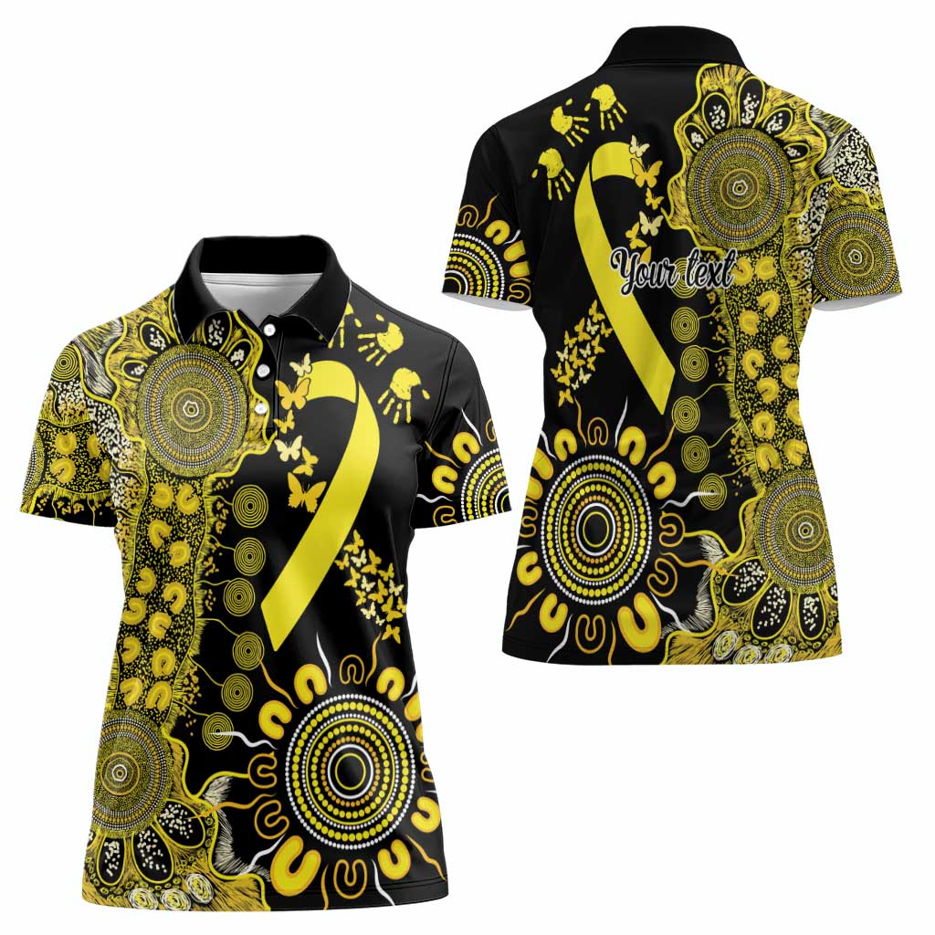Sarcoma Awareness Personalised Women Polo Shirt Aboriginal Ribbon Dot Painting
