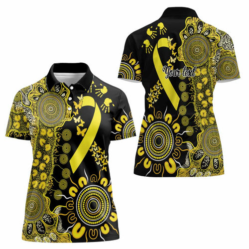 Sarcoma Awareness Personalised Women Polo Shirt Aboriginal Ribbon Dot Painting