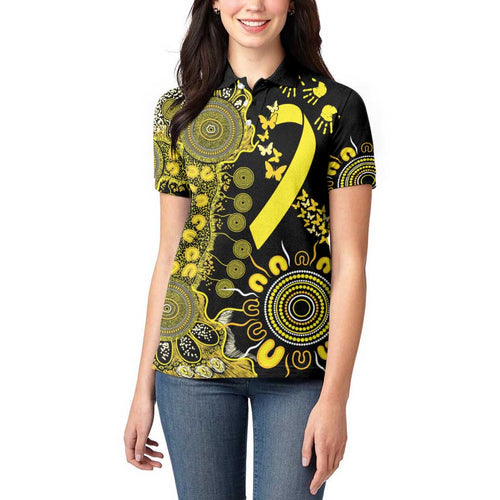 Sarcoma Awareness Personalised Women Polo Shirt Aboriginal Ribbon Dot Painting