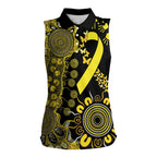 Sarcoma Awareness Personalised Women Sleeveless Polo Shirt Aboriginal Ribbon Dot Painting