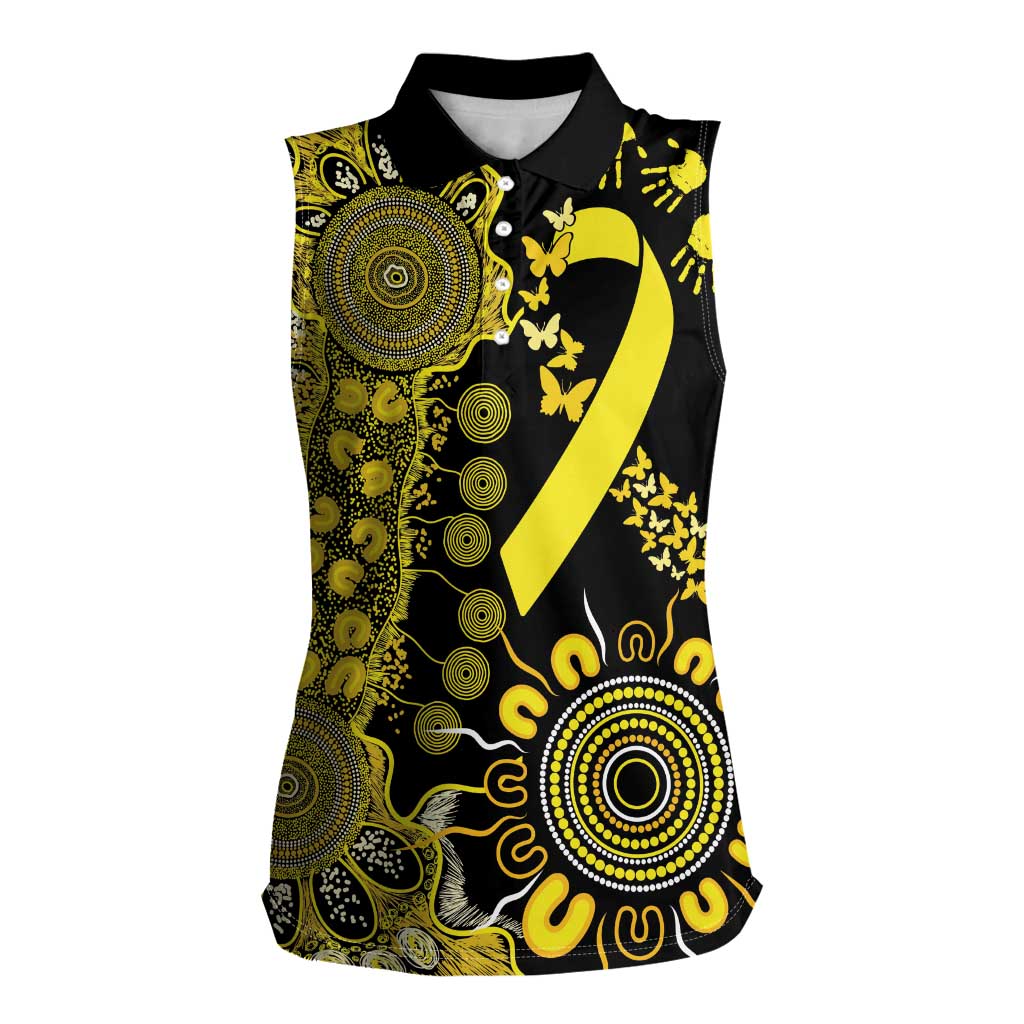 Sarcoma Awareness Personalised Women Sleeveless Polo Shirt Aboriginal Ribbon Dot Painting