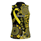Sarcoma Awareness Personalised Women Sleeveless Polo Shirt Aboriginal Ribbon Dot Painting